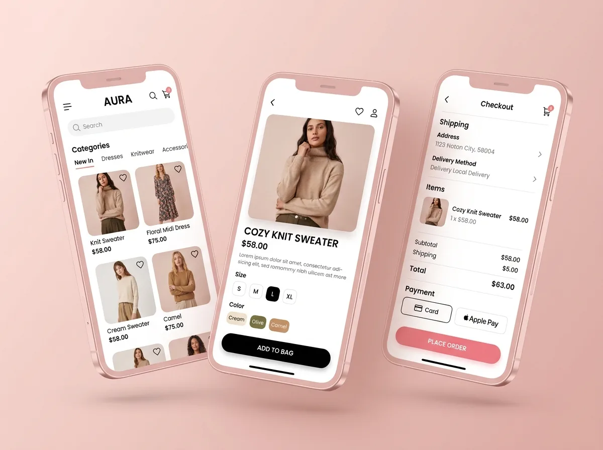 Fashion Online Shop App mobile web app design