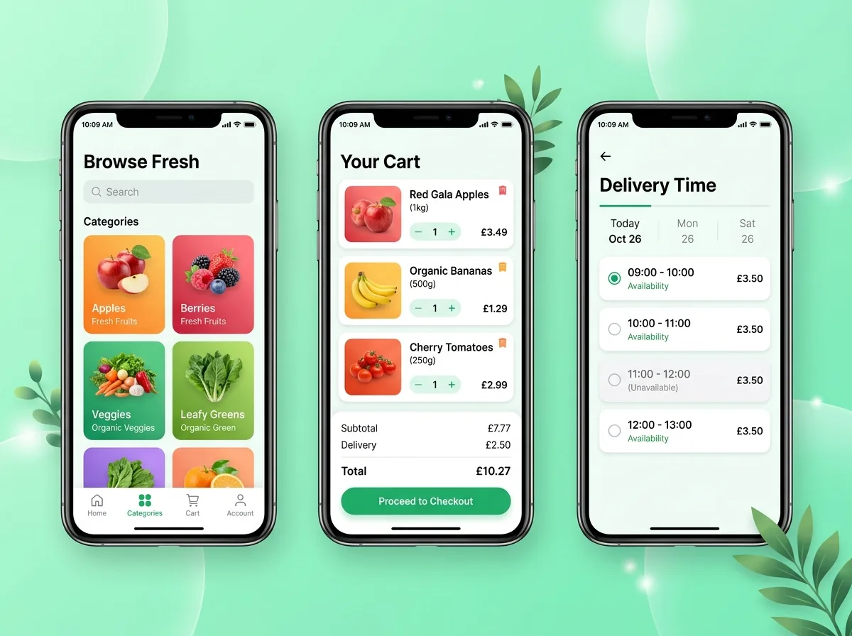 Grocery Delivery App – mobile web application UI design