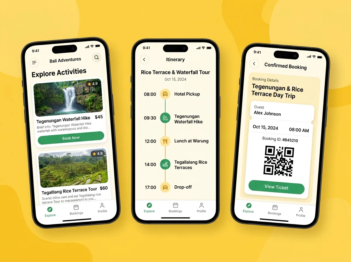 Tour & Activity Booking App – mobile web application UI design