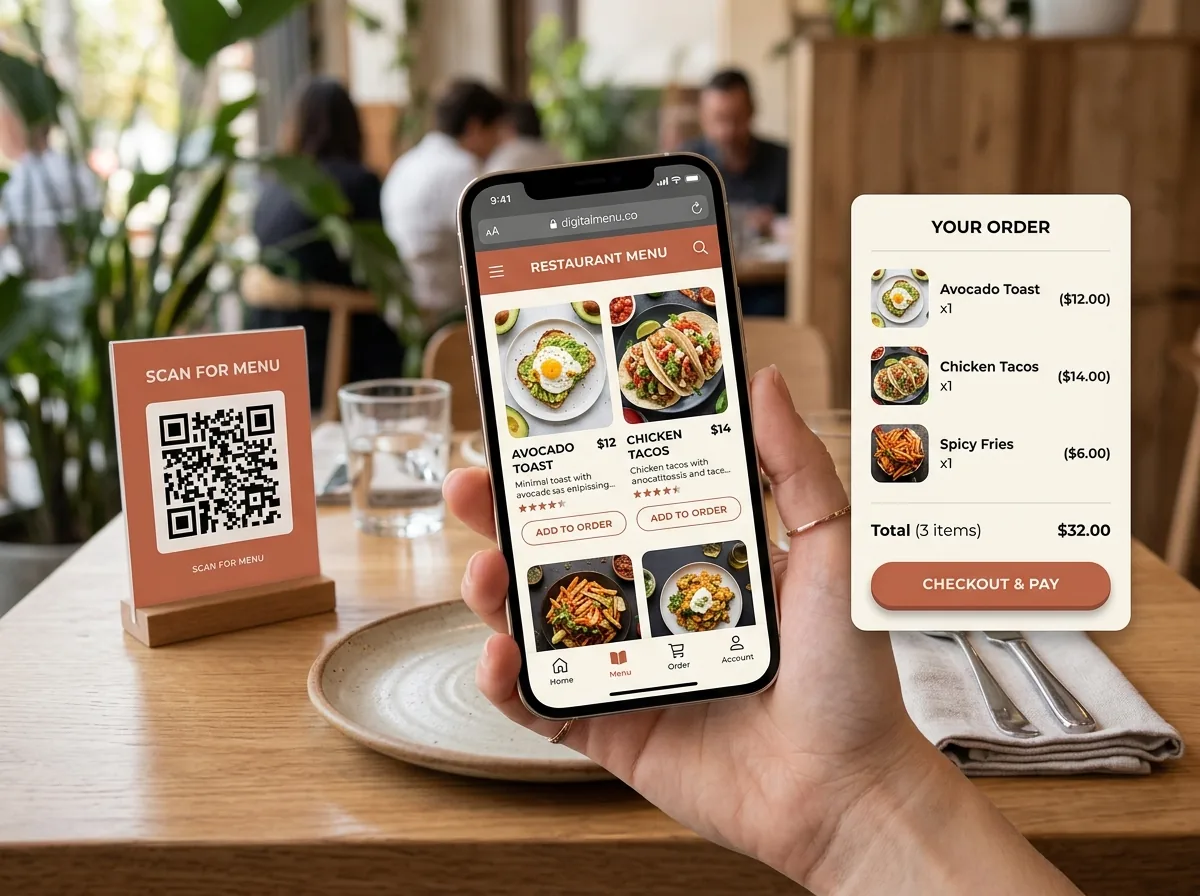 Restaurant QR Ordering App mobile web app design