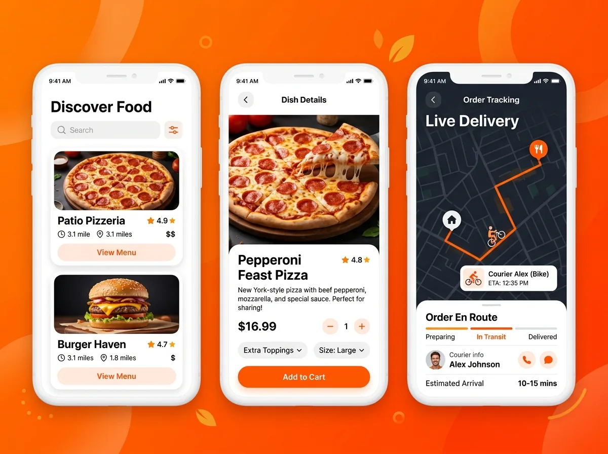 Food Delivery App mobile web app design