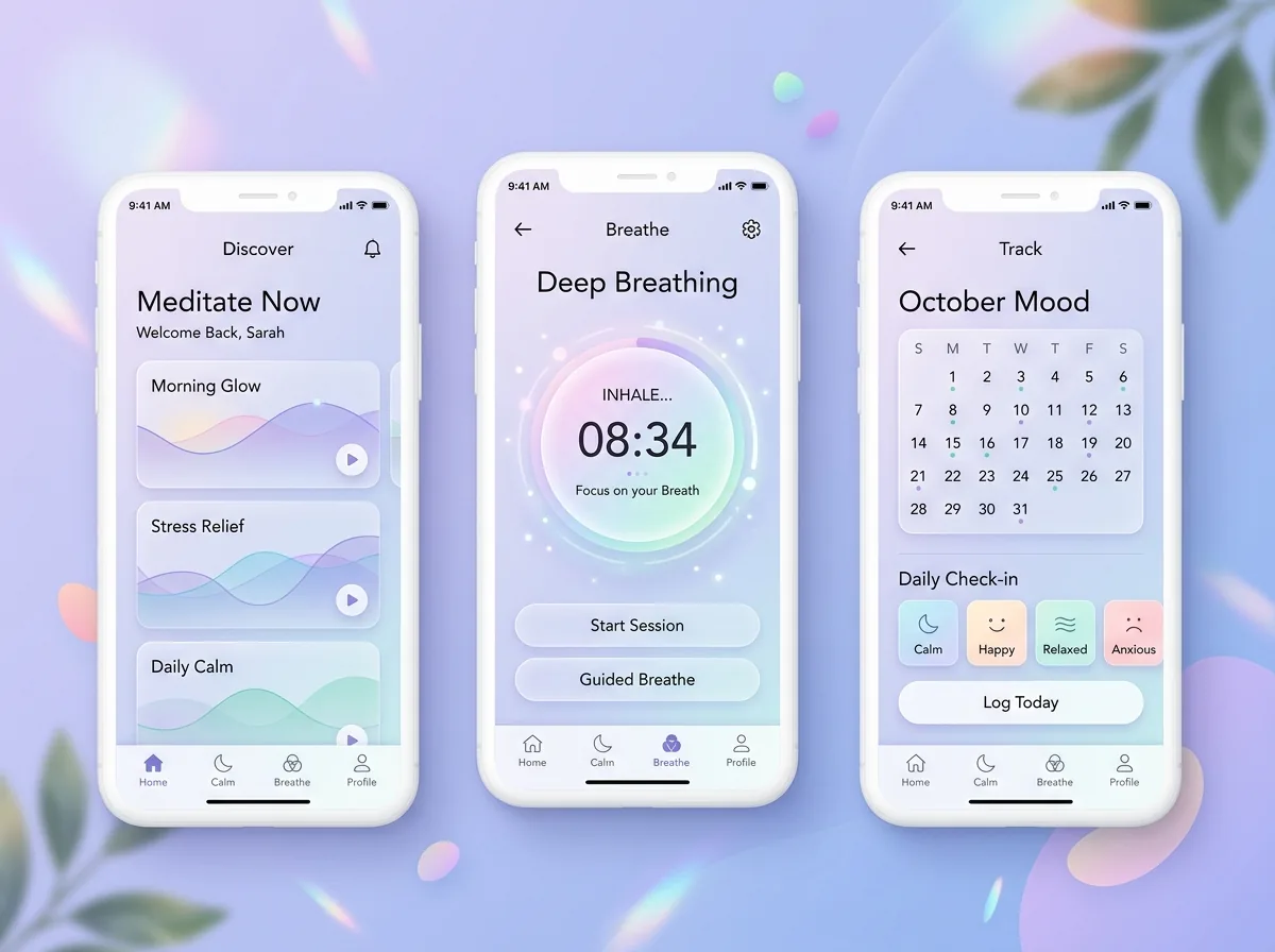 Wellness & Meditation App – mobile web application UI design