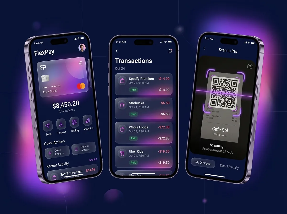Digital Wallet App mobile web app design