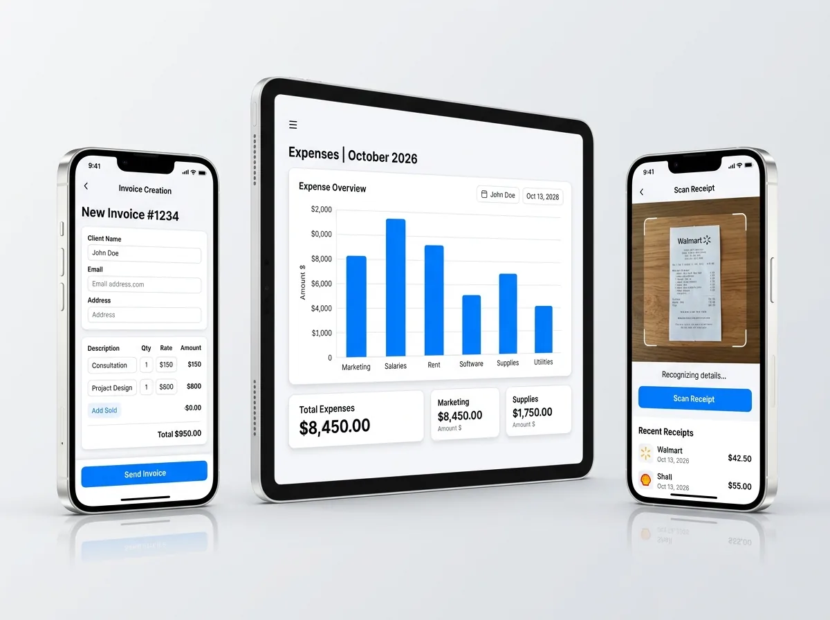 Invoice & Expense App – mobile web application UI design