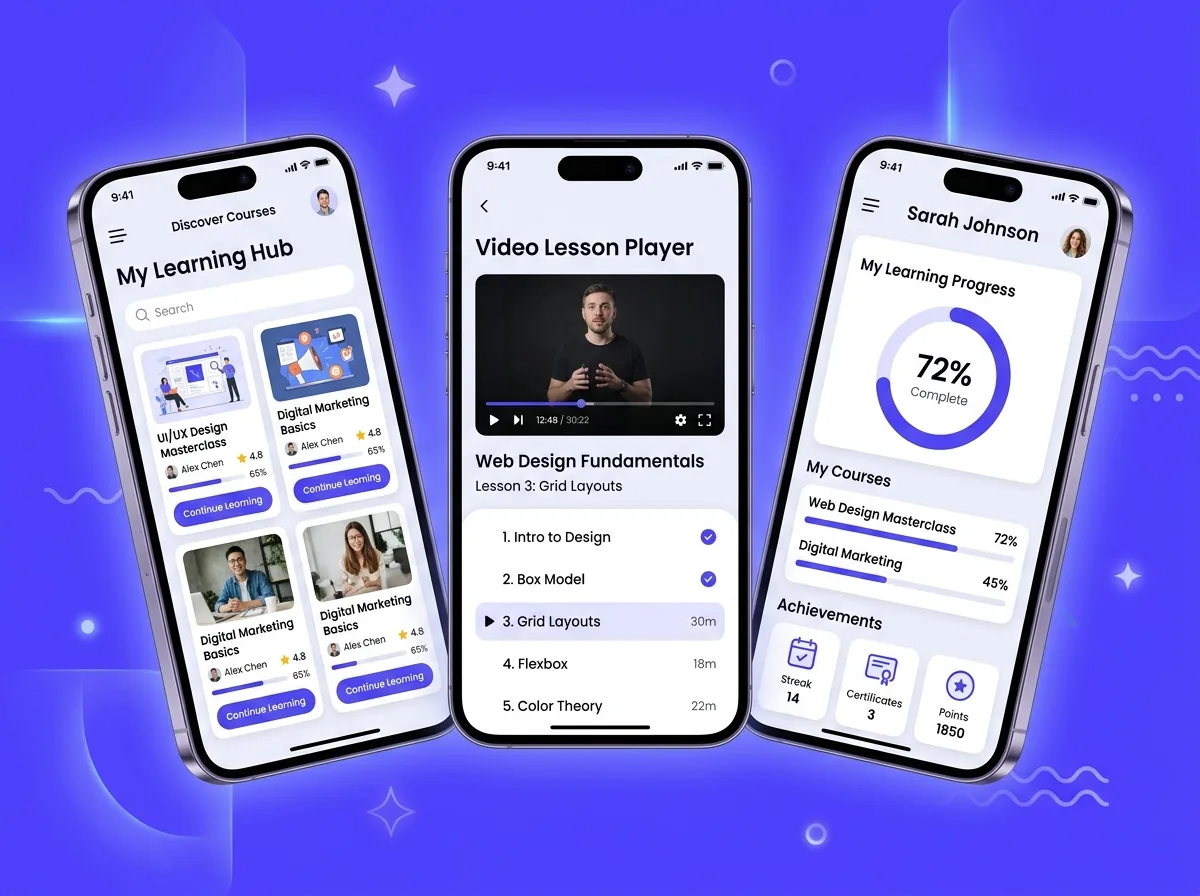 Online Course App mobile web app design