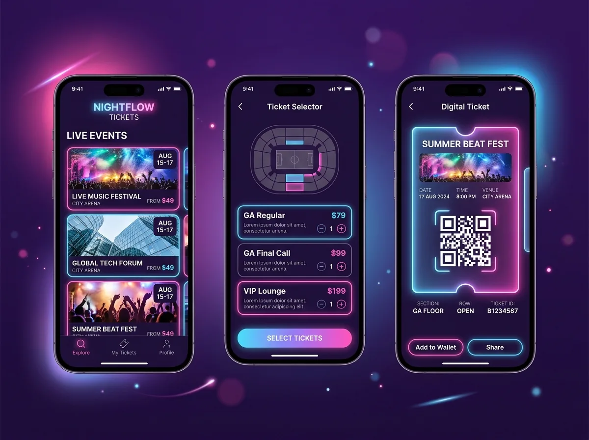 Event Ticketing App – mobile web application UI design